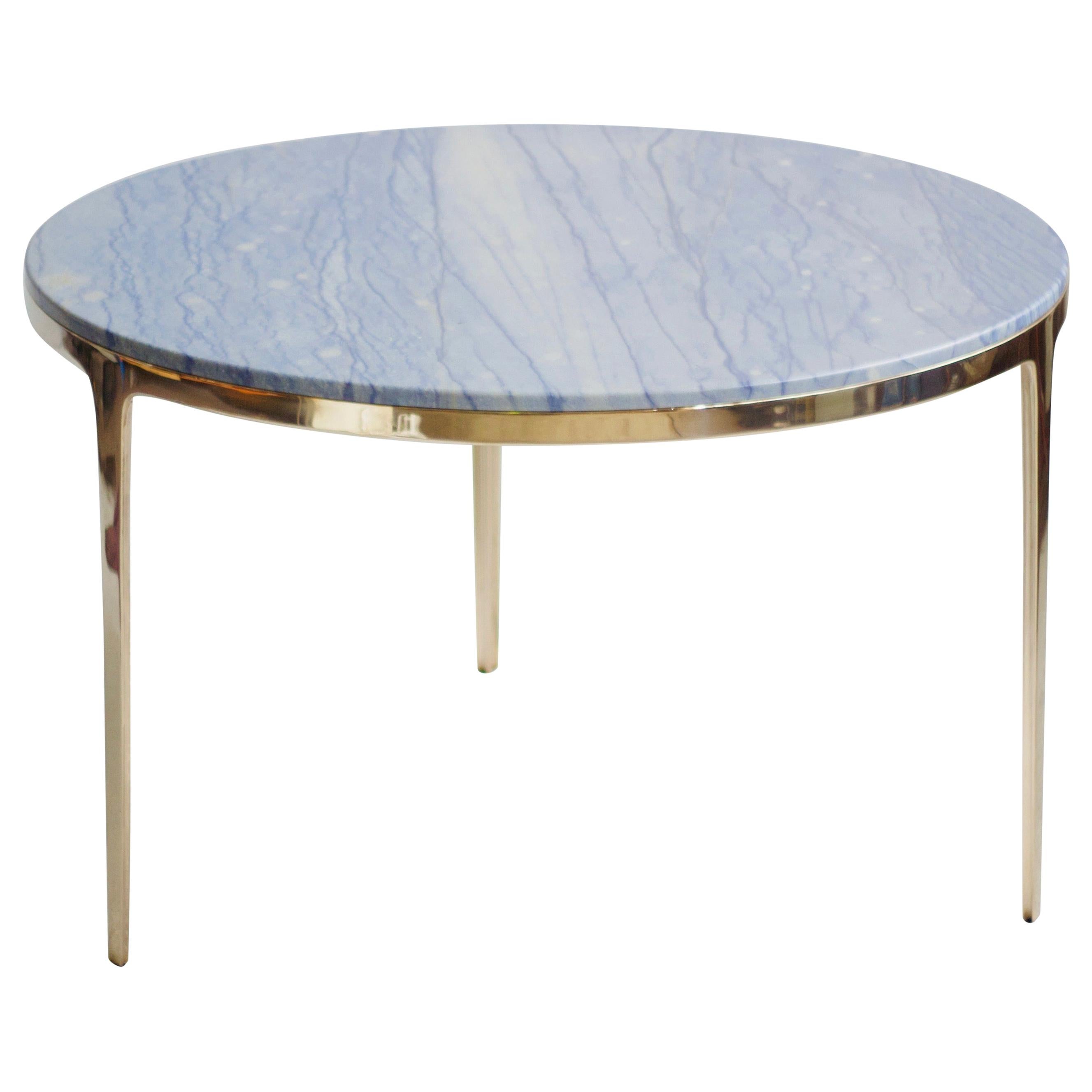 Barbera 'Bronze' Round Table, Modern Solid Bronze Base, Stone Top-Made to order For Sale