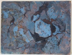 BARBARA DOYLE 1970's MODERN BRITISH OIL PAINTING - Blue Abstract