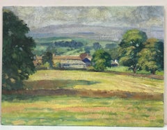 BARBARA DOYLE 1970's MODERN BRITISH OIL PAINTING - Green House Landscape