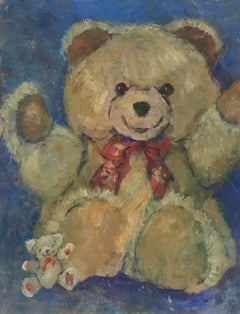 BARBARA DOYLE 1970's MODERN BRITISH OIL PAINTING - Teddy bear