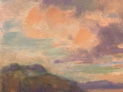 BARBARA DOYLE (B.1917) 1970's MODERN BRITISH OIL PAINTING - Pink Sunset