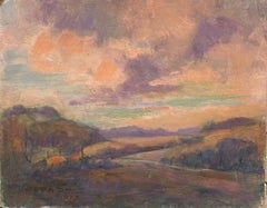 BARBARA DOYLE (B.1917) 1970's MODERN BRITISH OIL PAINTING - Pink Sunset