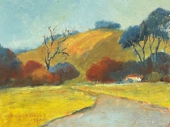BARBARA DOYLE (B.1917) 1970's MODERN BRITISH OIL PAINTING - YELLOW LANDSCAPE