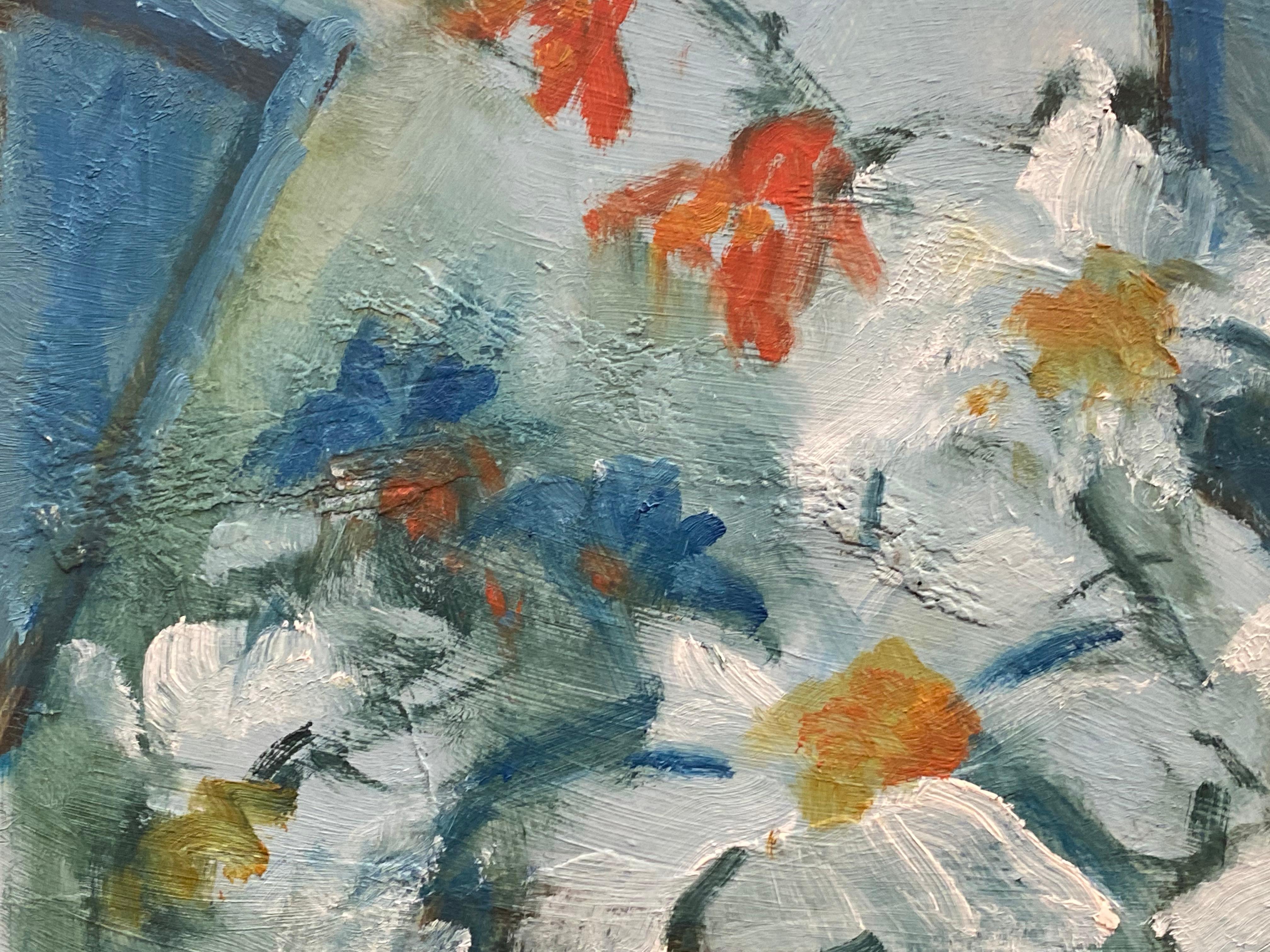 DAISIES - peinture à l'huile impressionniste d'anglaise ancienne par BARBARA DOYLE (B.1917) - Impressionnisme Painting par Barbera Doyle