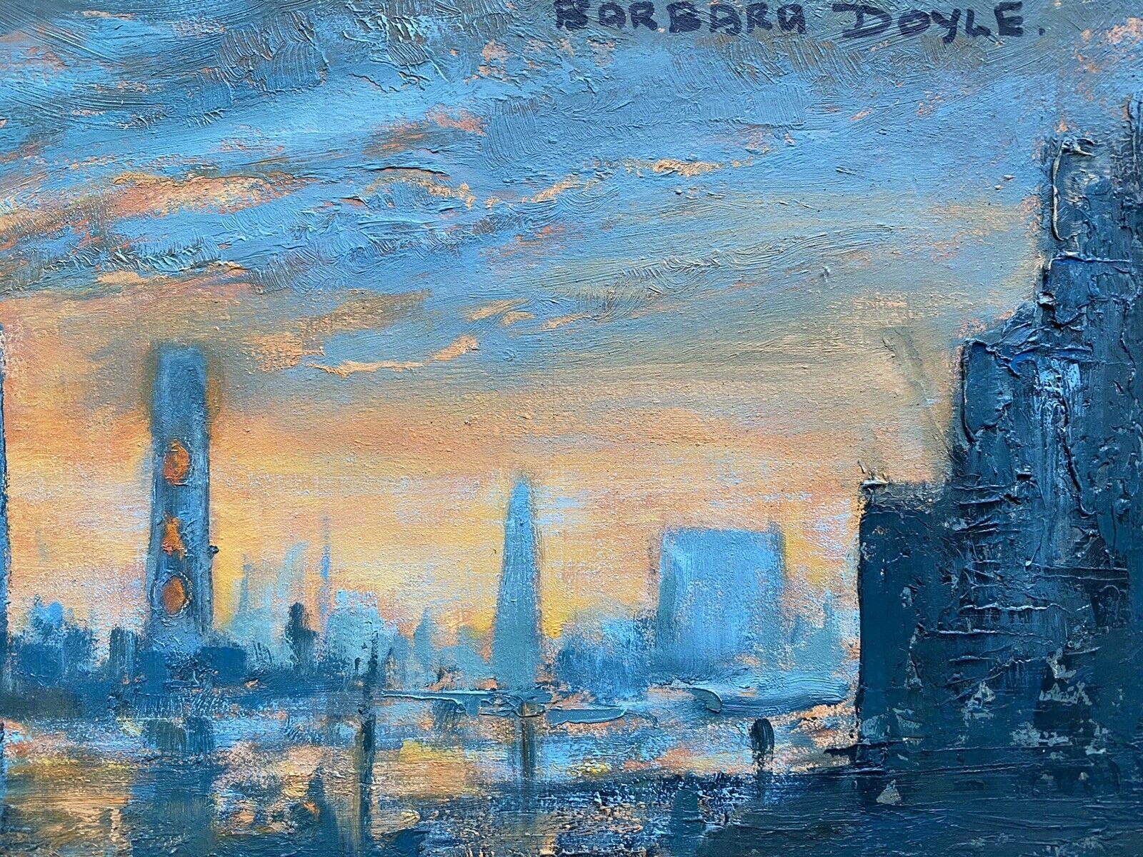 BARBARA DOYLE (GEB.1917) ORIGINAL MODERNES BRITISCHES ÖLGEMÄLDE - LONDON BRIDGE (Blau), Landscape Painting, von Barbera Doyle