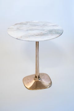 Mesa Auxiliar Molécula BARBERA con Base de Bronce Macizo y Tapa de Mármol Fantasía Verde