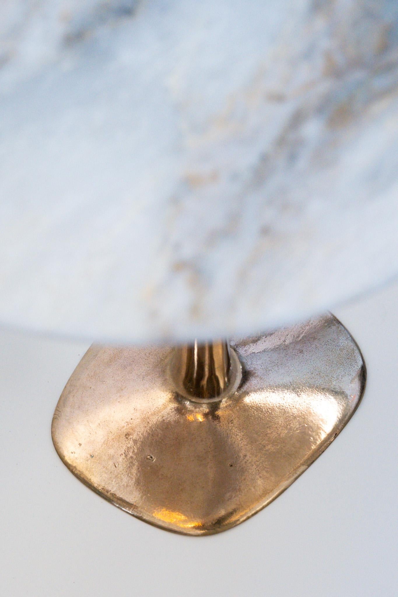 Australian BARBERA Molecule Side Table with Solid Bronze Base and Green Fantasy Marble Top