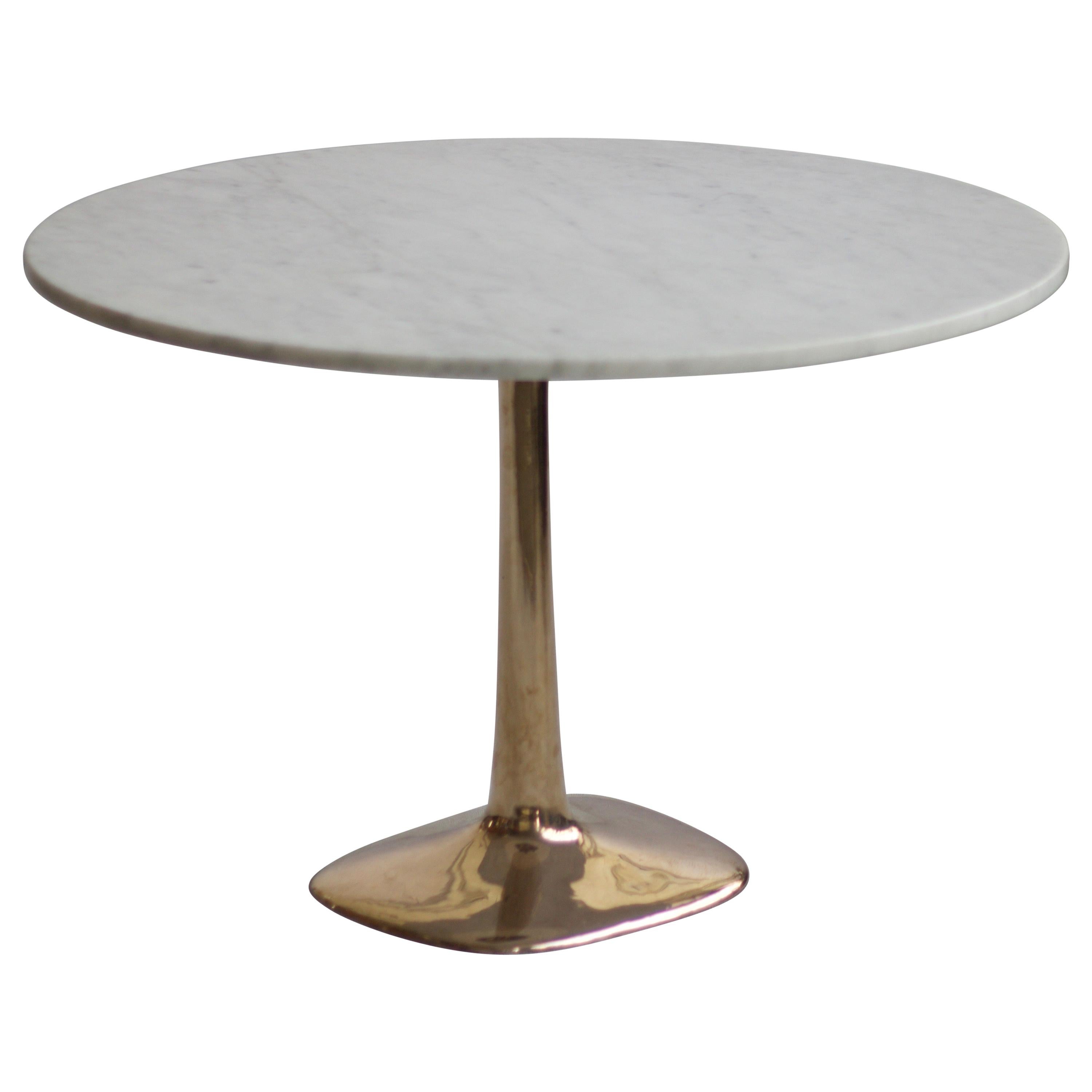 Barbera 'Molecule' Table, Modern Solid Bronze Base with Stone Top For Sale