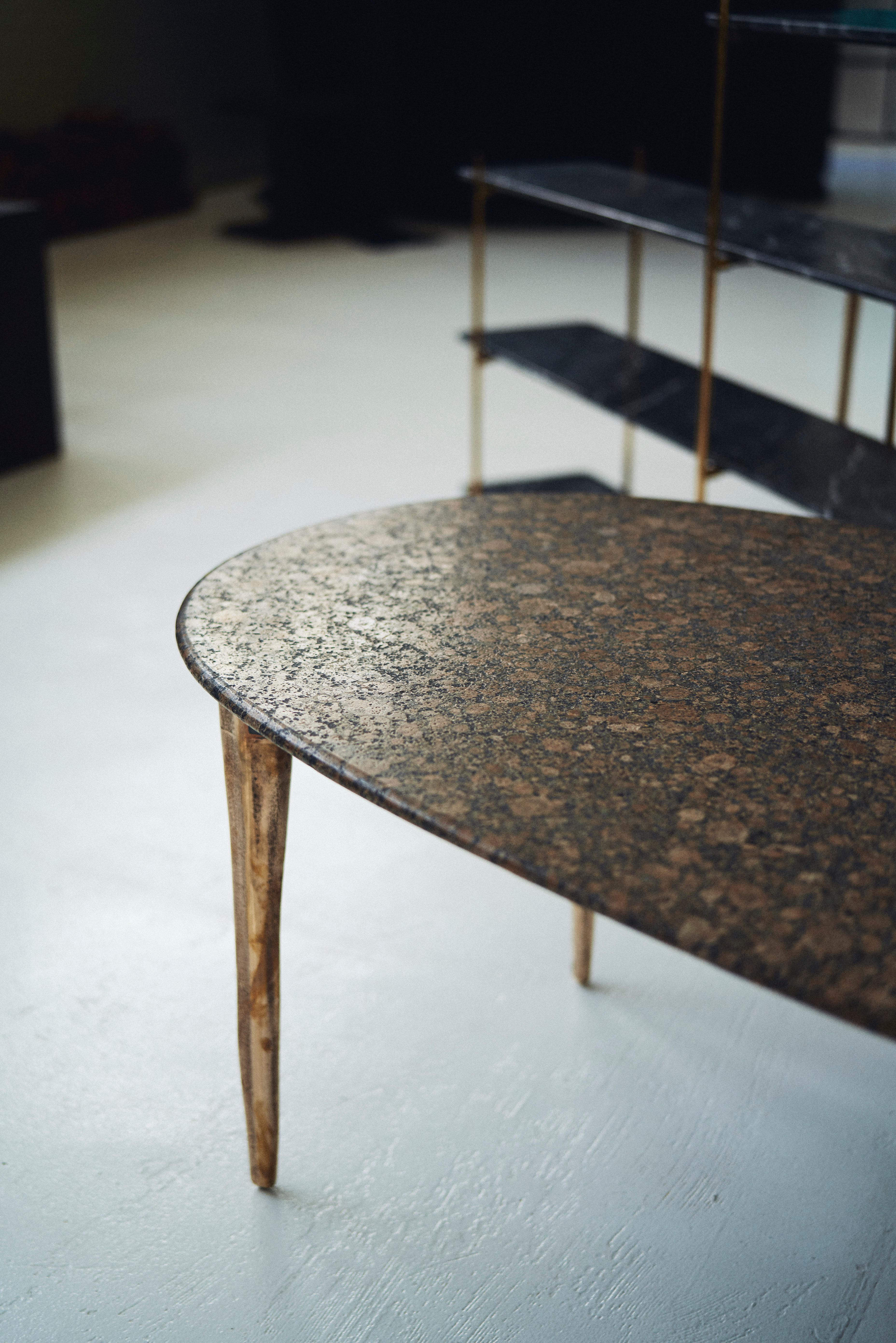 Barbera 'OSSO' Oval Dining Table, Modern Solid Bronze Base with Stone Top In New Condition For Sale In Melbourne, Victoria