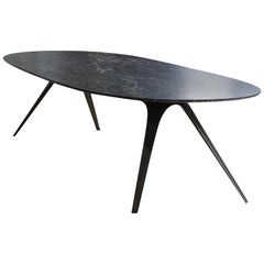 Barbera Spargere Oval Table, Modern Solid Bronze Base with Granite Top