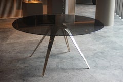 Barbera Spargere Round Table, Modern Solid Bronze Base with Glass Top
