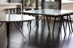 Barbera Spargere Round Table, Modern Solid Bronze Base with Stone Top