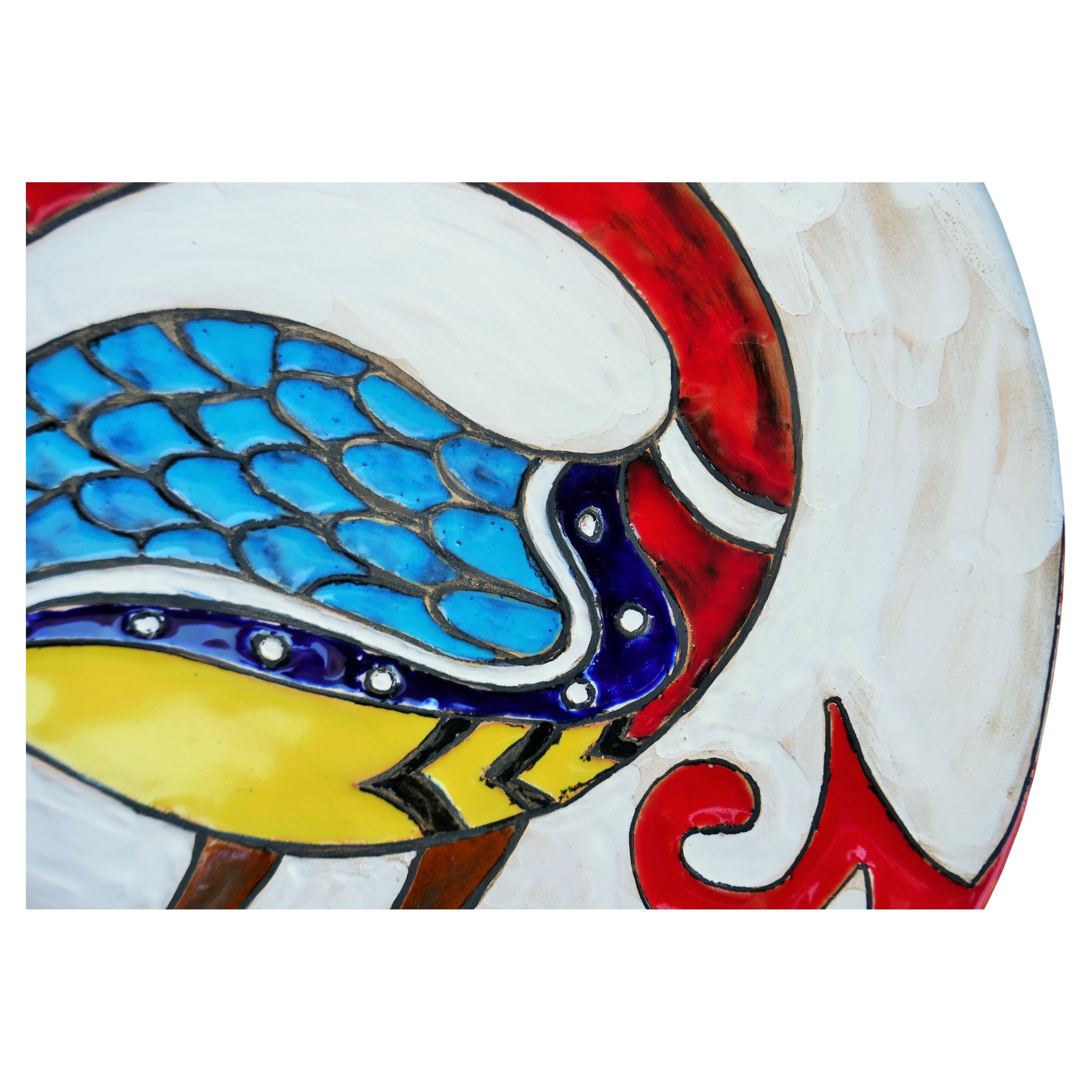 Wall decoration plate in enameled terracotta by Barberis 1971
Good condition.
Thanks