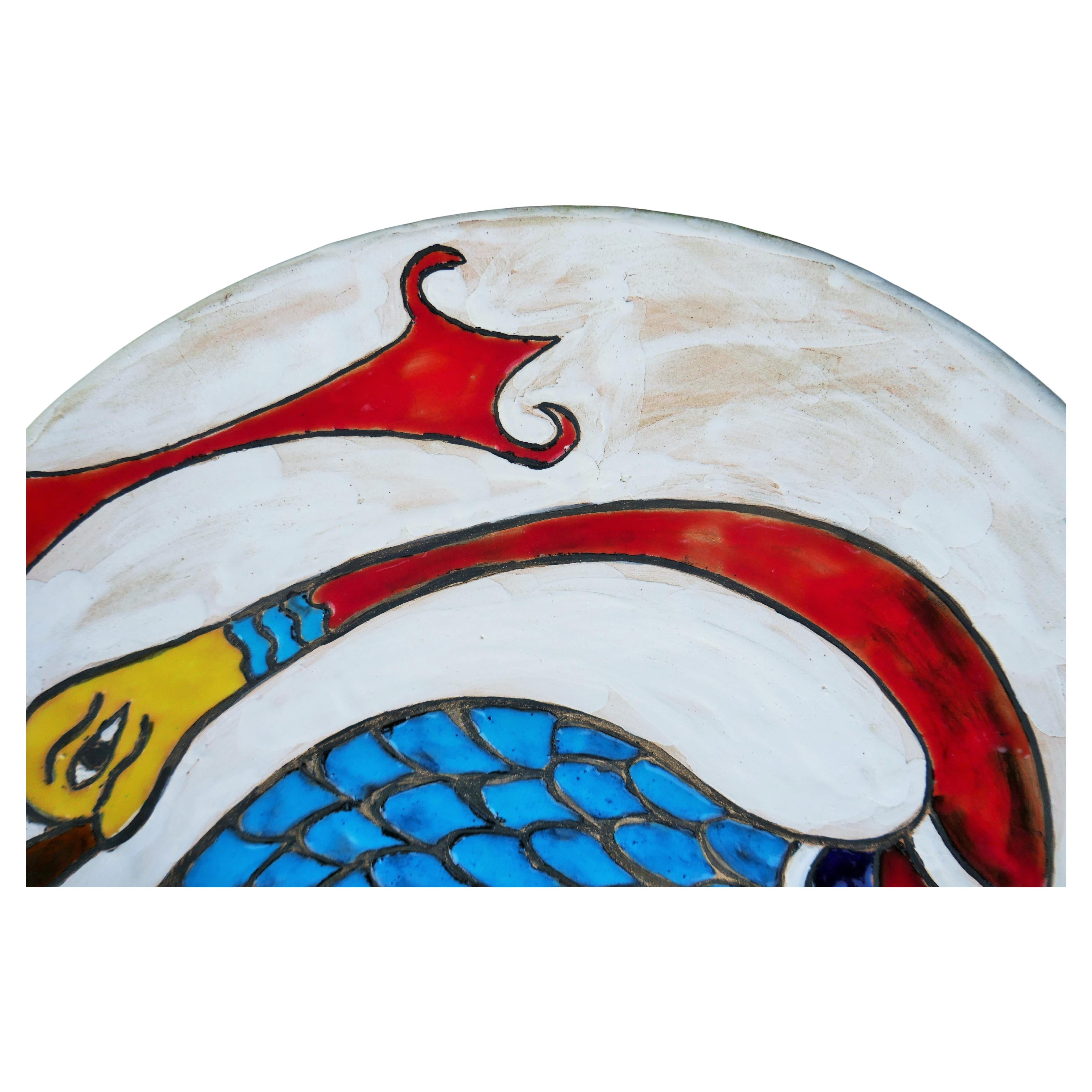 Late 20th Century Barberis glazed terracotta plate in vendita