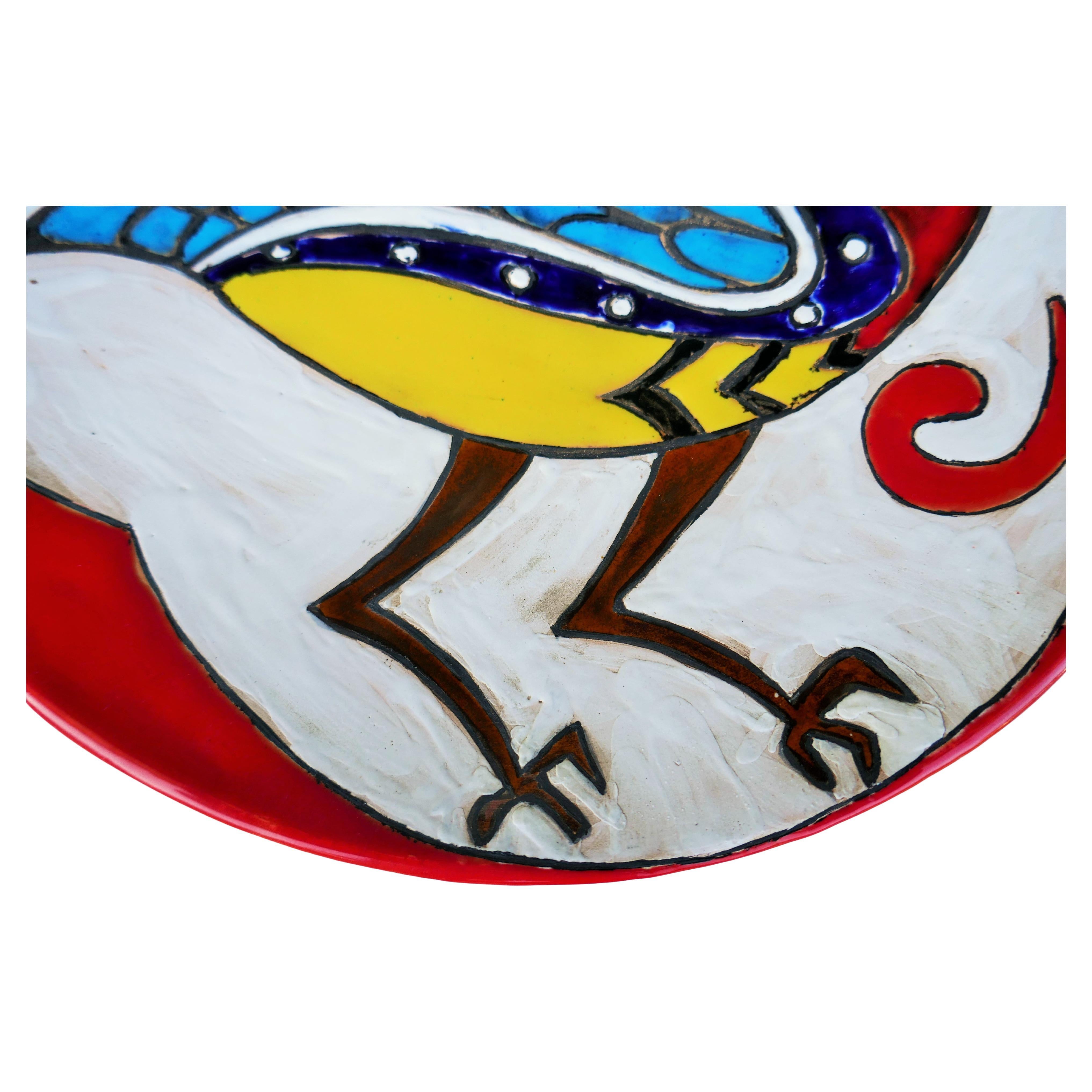 Terracotta Barberis glazed terracotta plate in vendita
