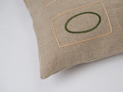 Barberton BG Hand Embroidered Beige Linen Pillow Cover