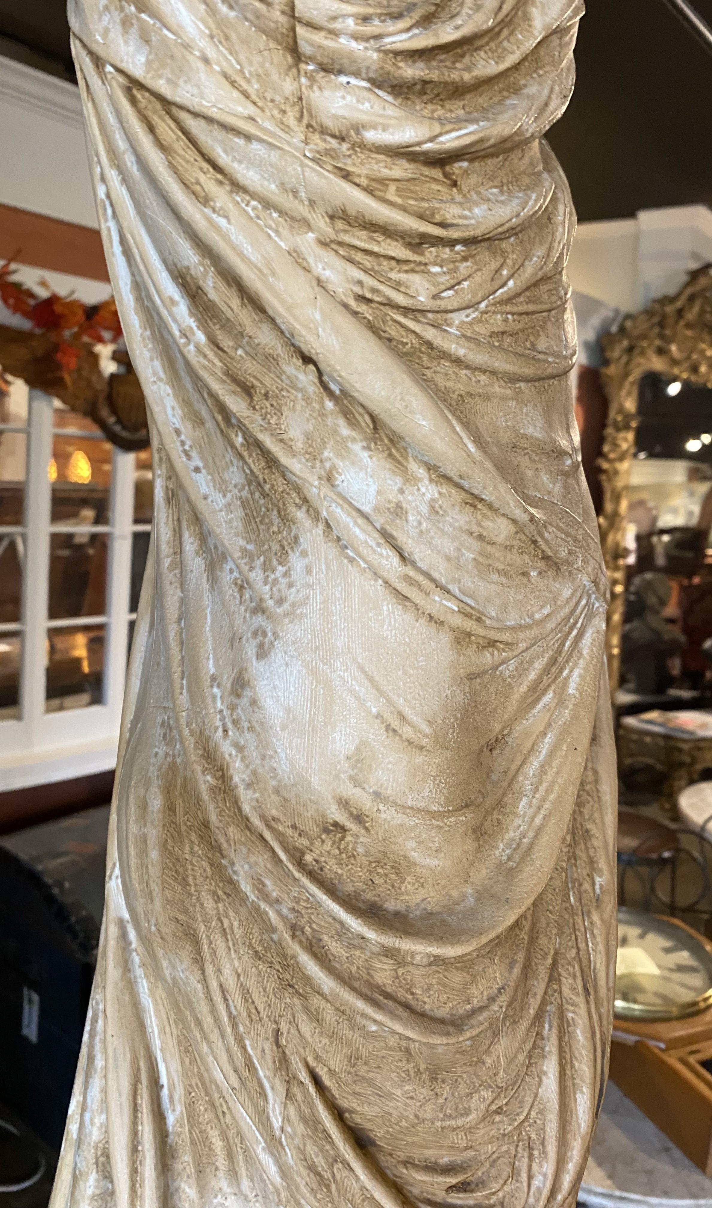 Barbezat et Cie Cast Iron Painted Classical Sculpture of a Female Water Carrier For Sale 10