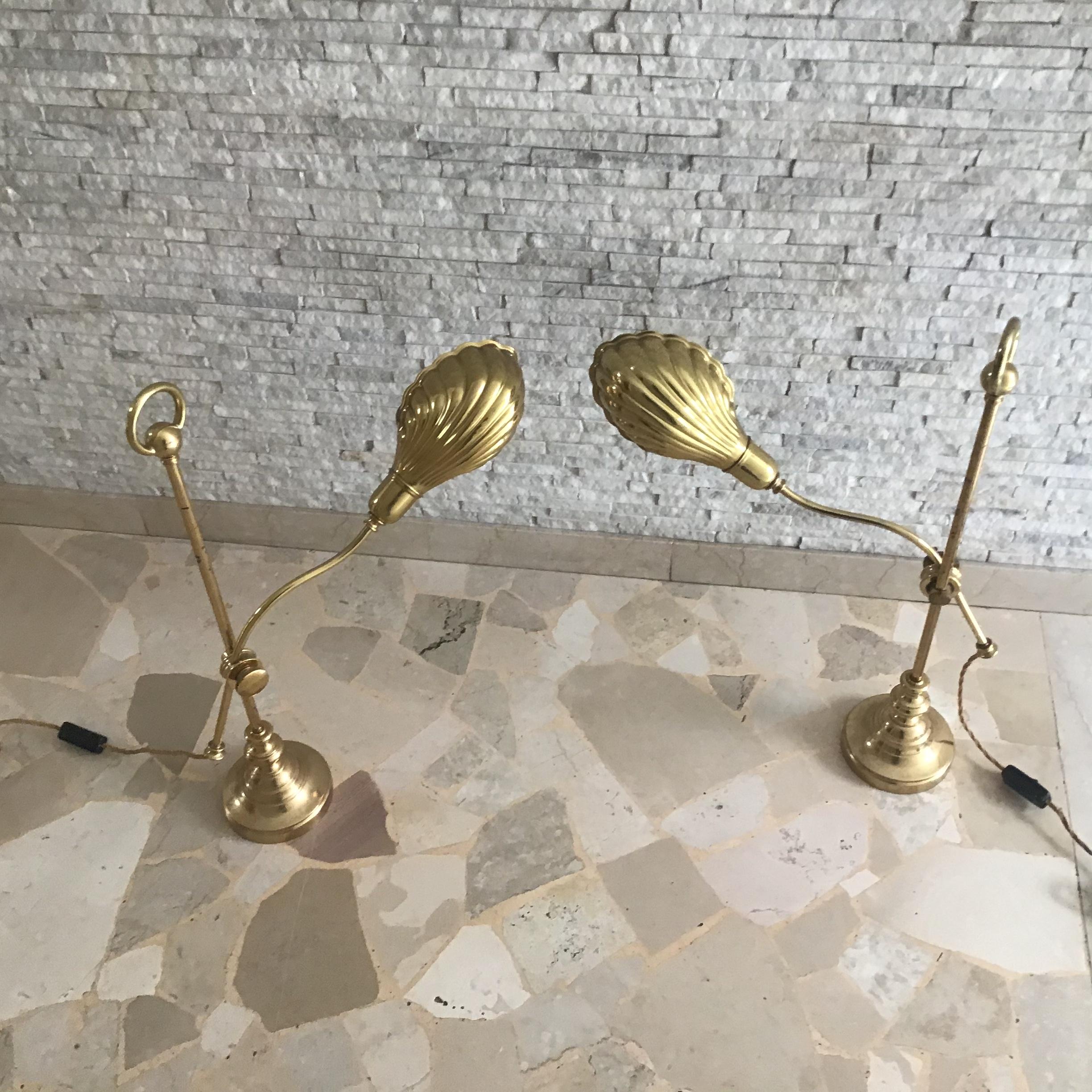Other Barbi Table Lamps Adjustable Brass, 1950, Italy For Sale