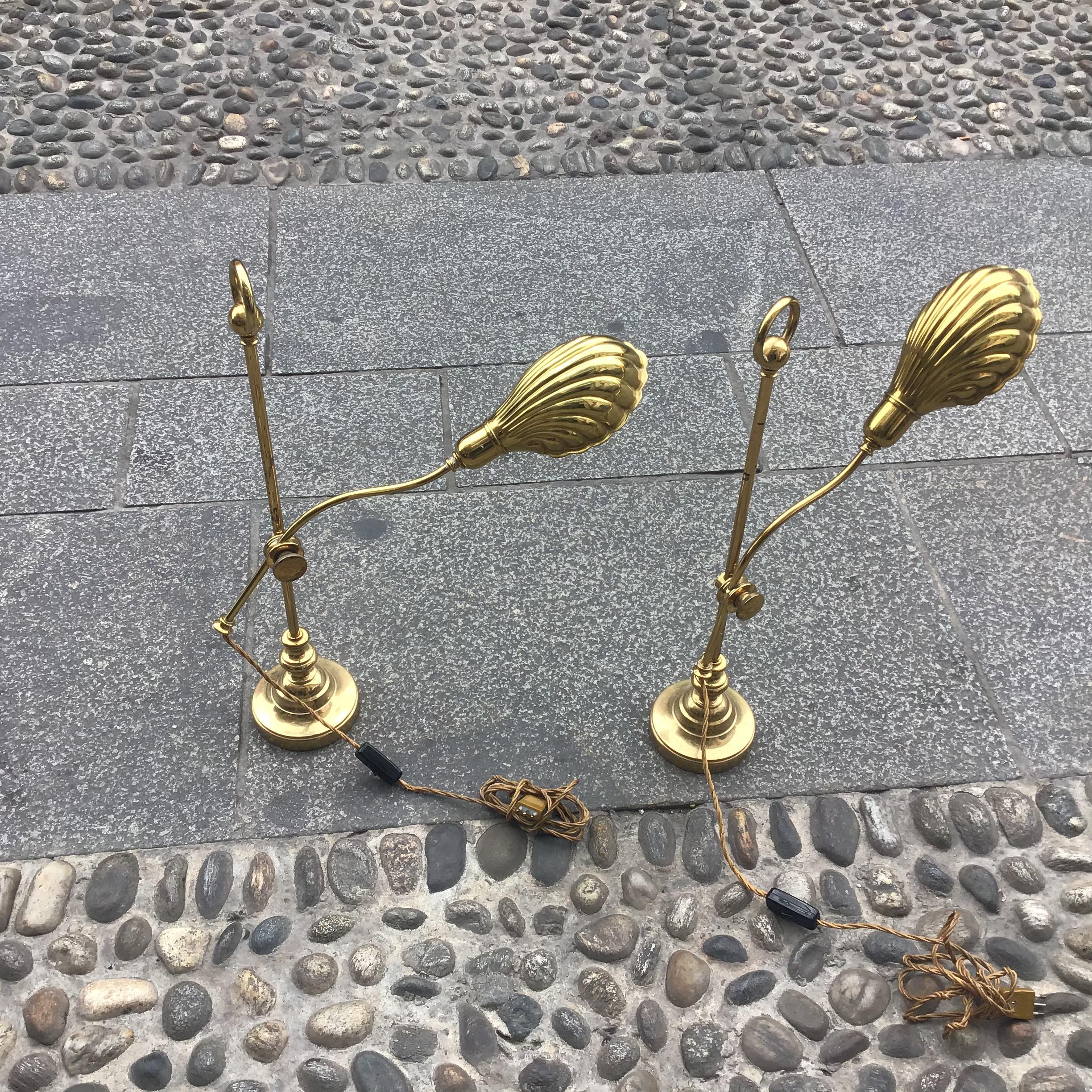 Lampes de table Barbi réglables en laiton, 1950, Italie Bon état - En vente à Milano, IT