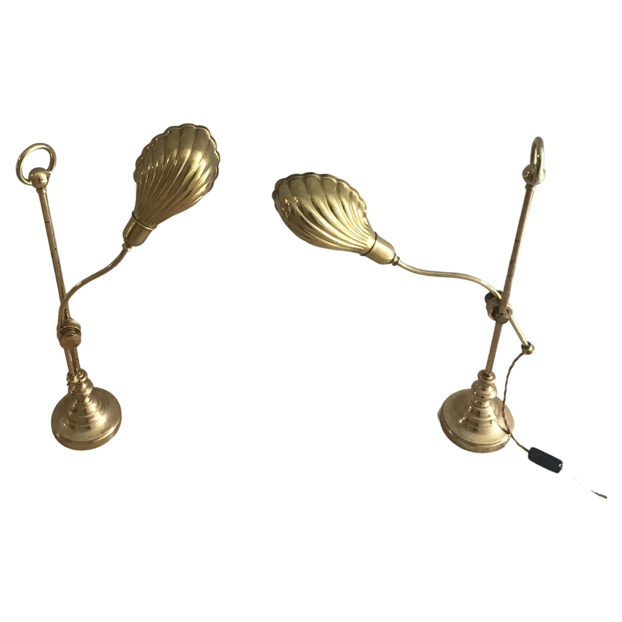 Barbi Table Lamps Adjustable Brass, 1950, Italy