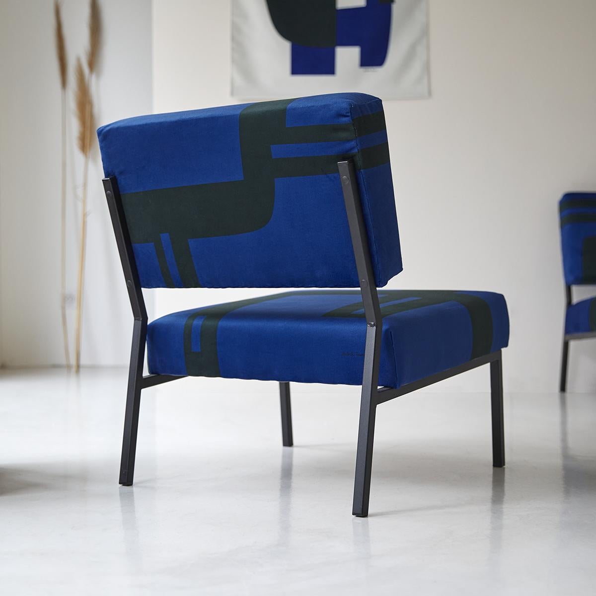 Post-Modern Barbican Blue O2 Armchair by Babel Brune For Sale