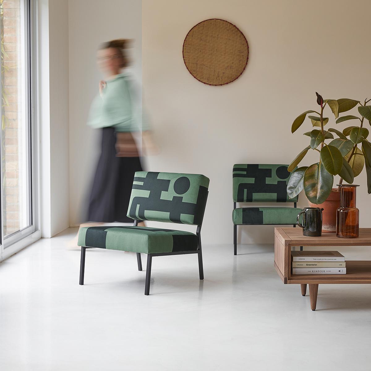 French Barbican Green O2 Armchair by Babel Brune For Sale