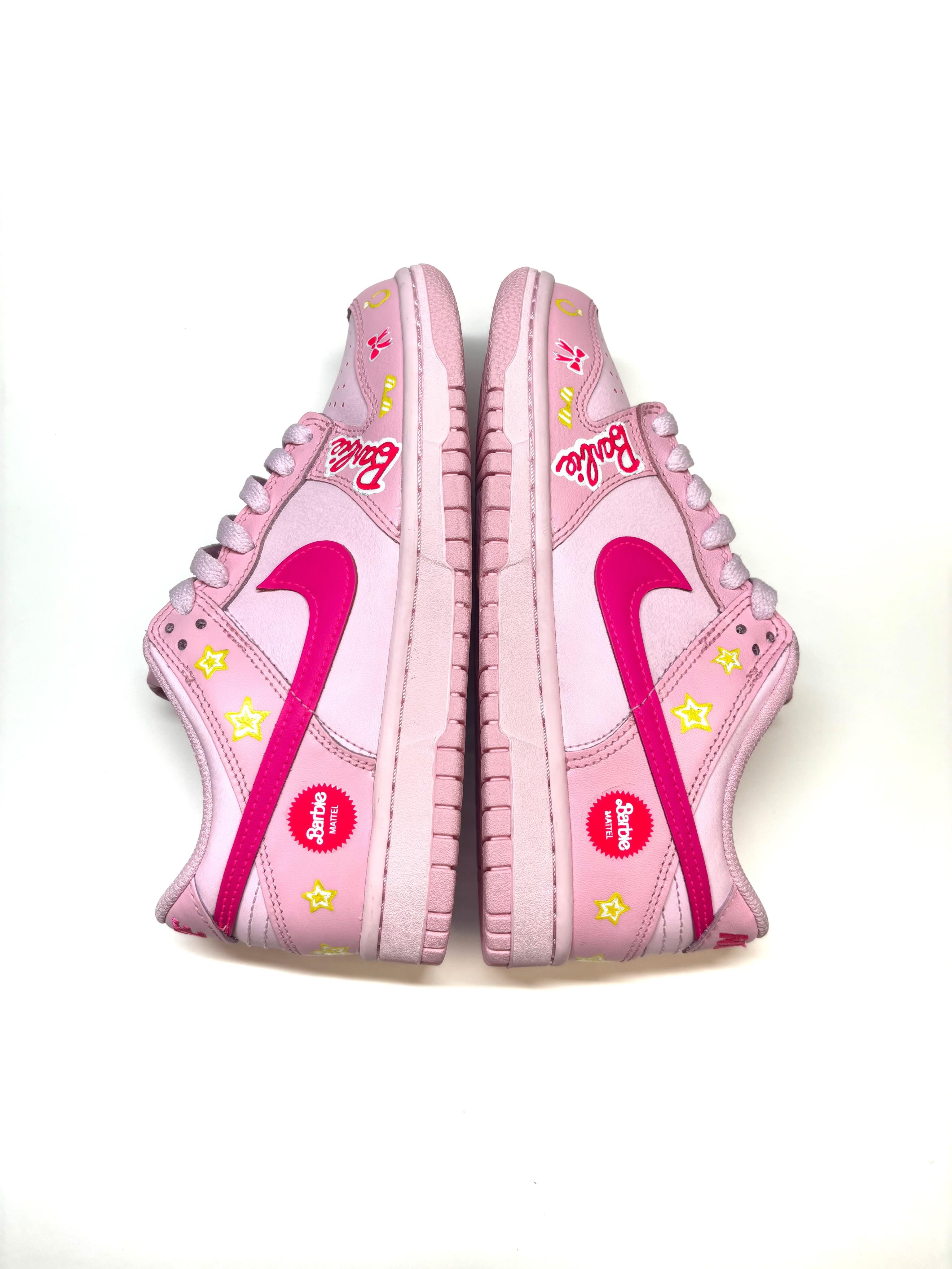 Barbie Custom Hand-Painted Nike Dunk Concept Sneakers by Reed Revesz In New Condition For Sale In Miami Beach, FL