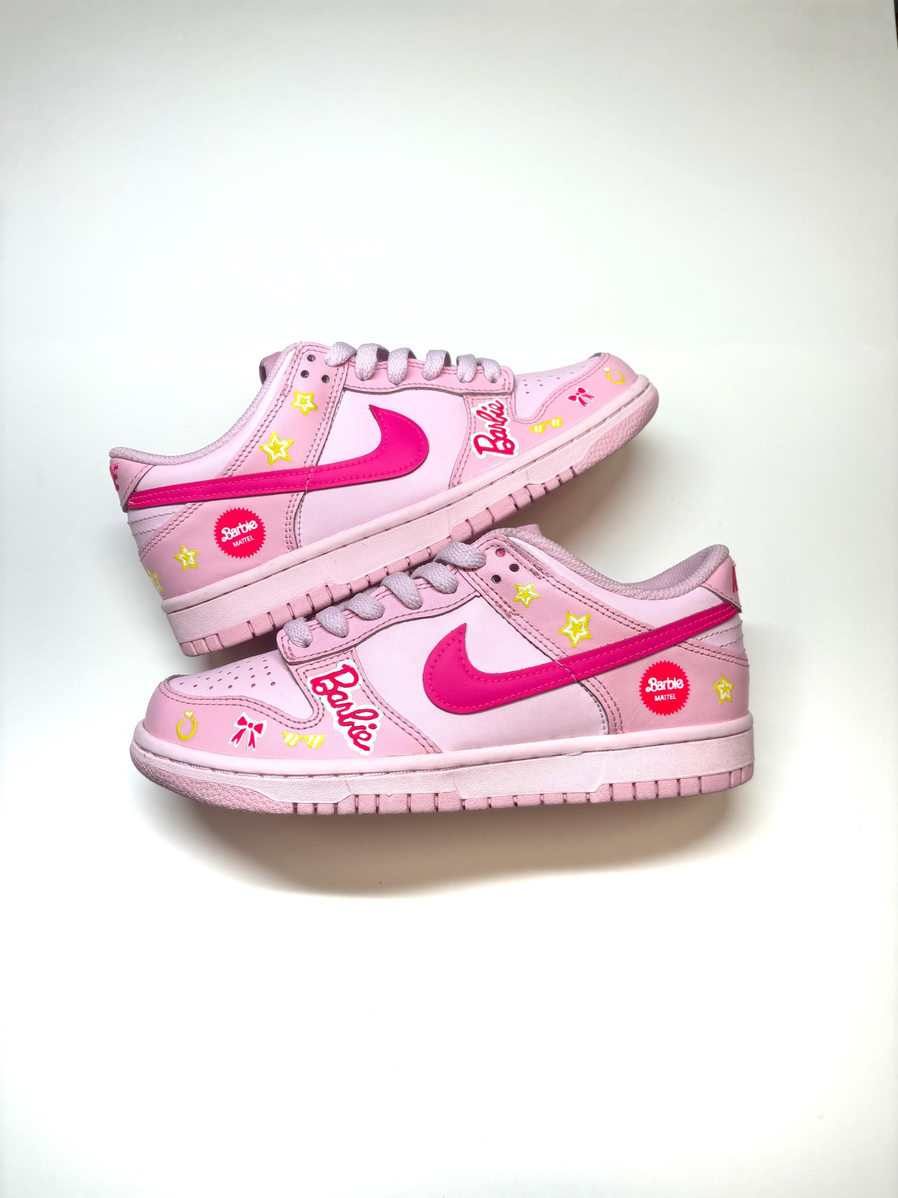 Barbie Custom Hand-Painted Nike Dunk Concept Sneakers by Reed Revesz For Sale 2