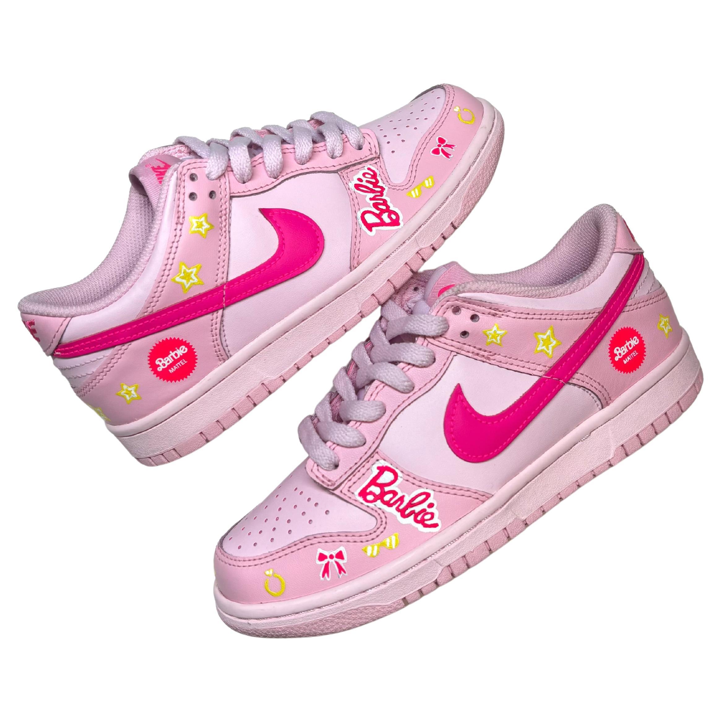 Barbie Custom Hand-Painted Nike Dunk Concept Sneakers by Reed Revesz For Sale