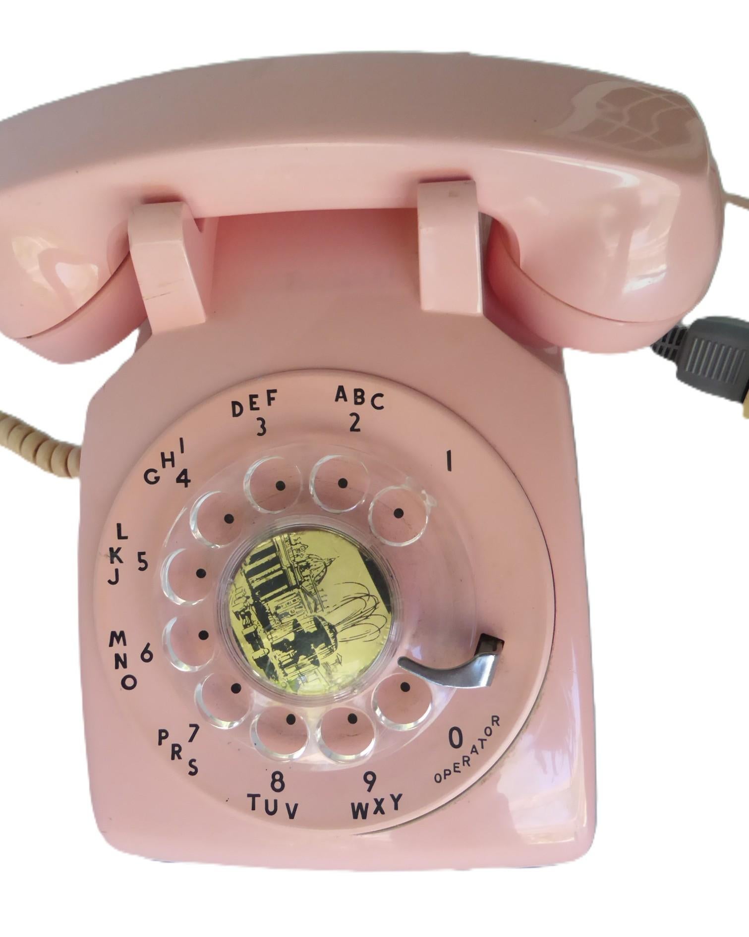Barbie Rosa Teléfono de sobremesa giratorio Bell System tipo 500 Western Electric 1981 finales del siglo XX en venta