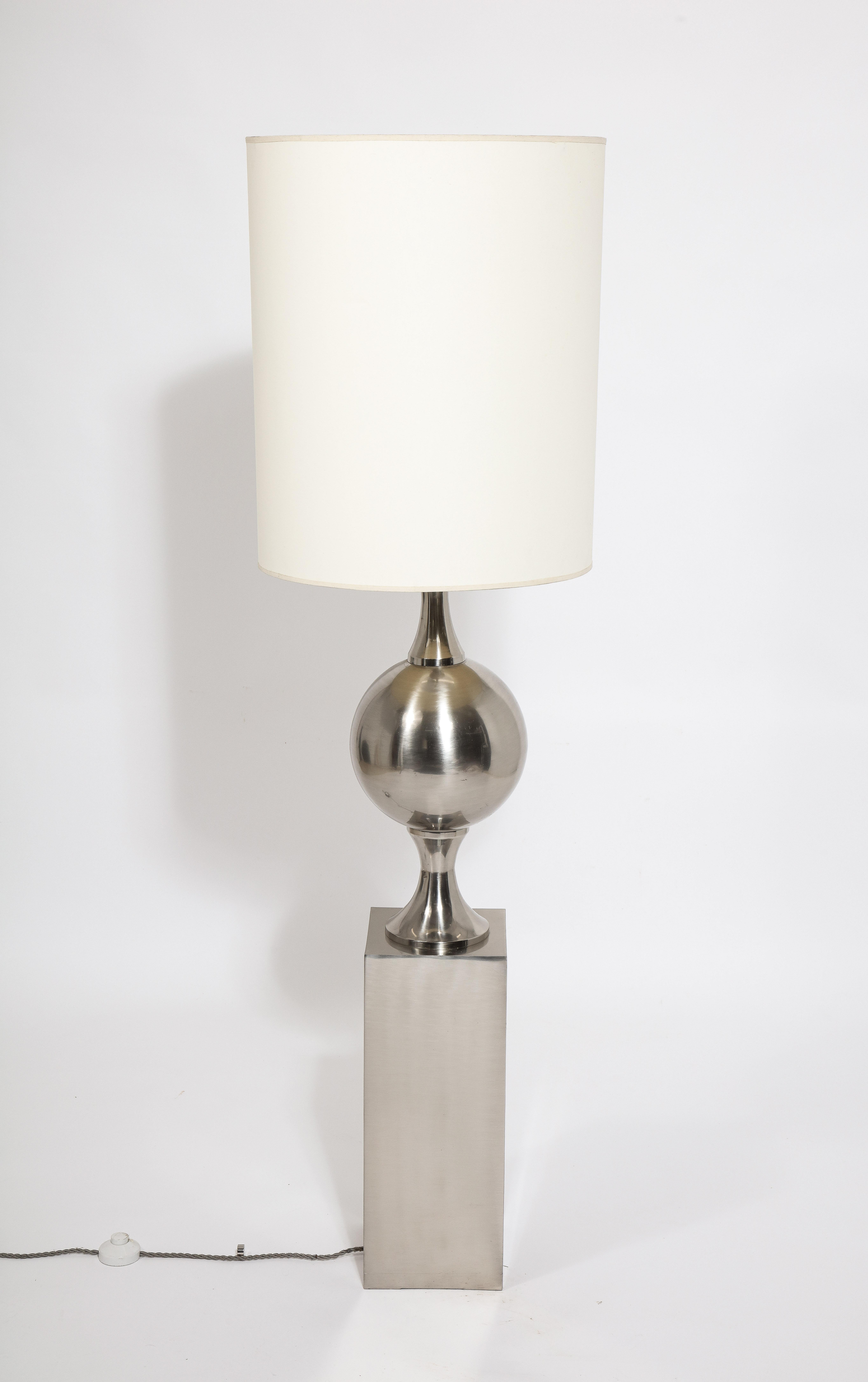 Barbier Floor Lamp in Nickel Plated Brass, France 1970's For Sale 2