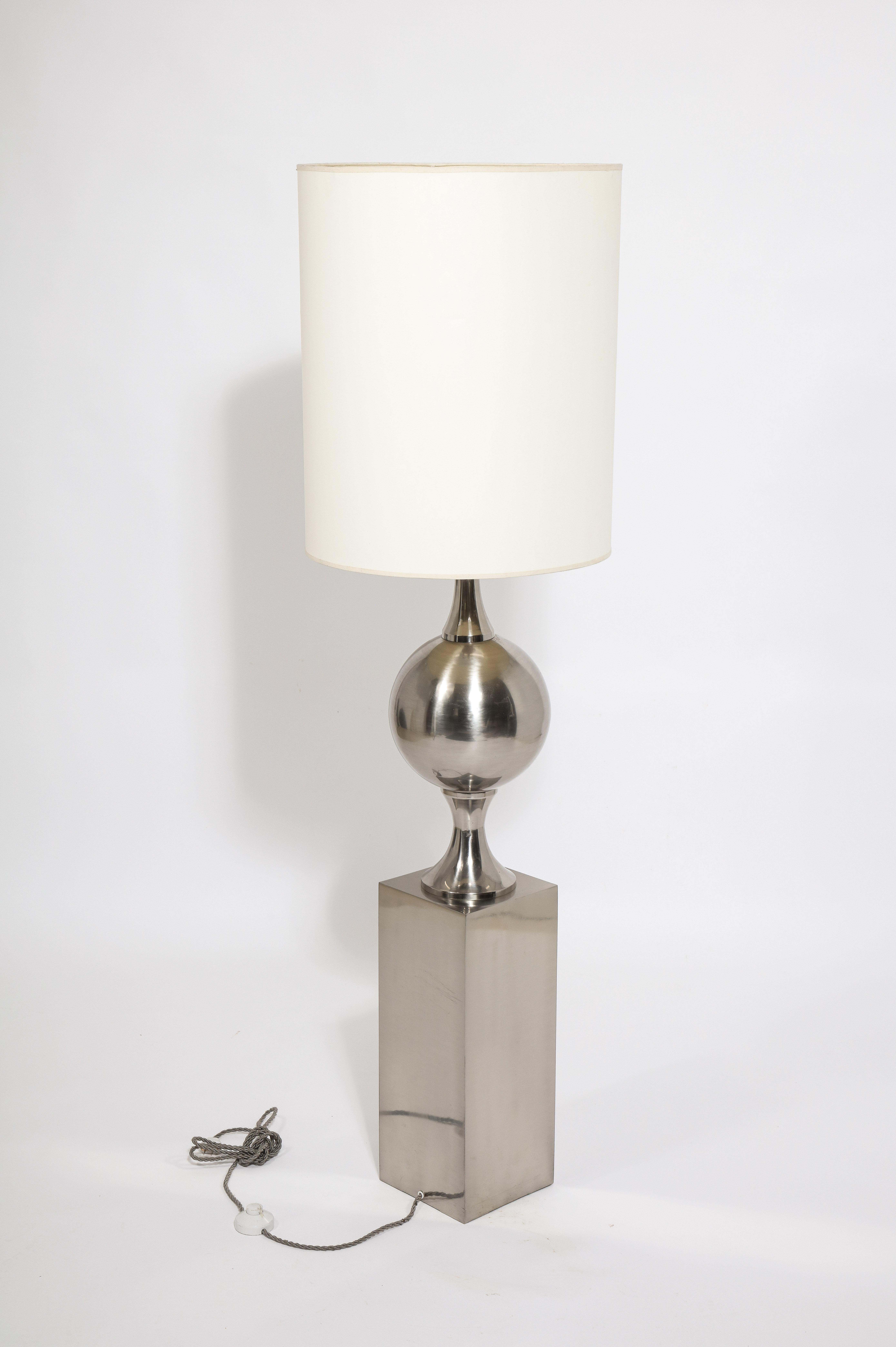 Barbier Floor Lamp in Nickel Plated Brass, France 1970's For Sale 3