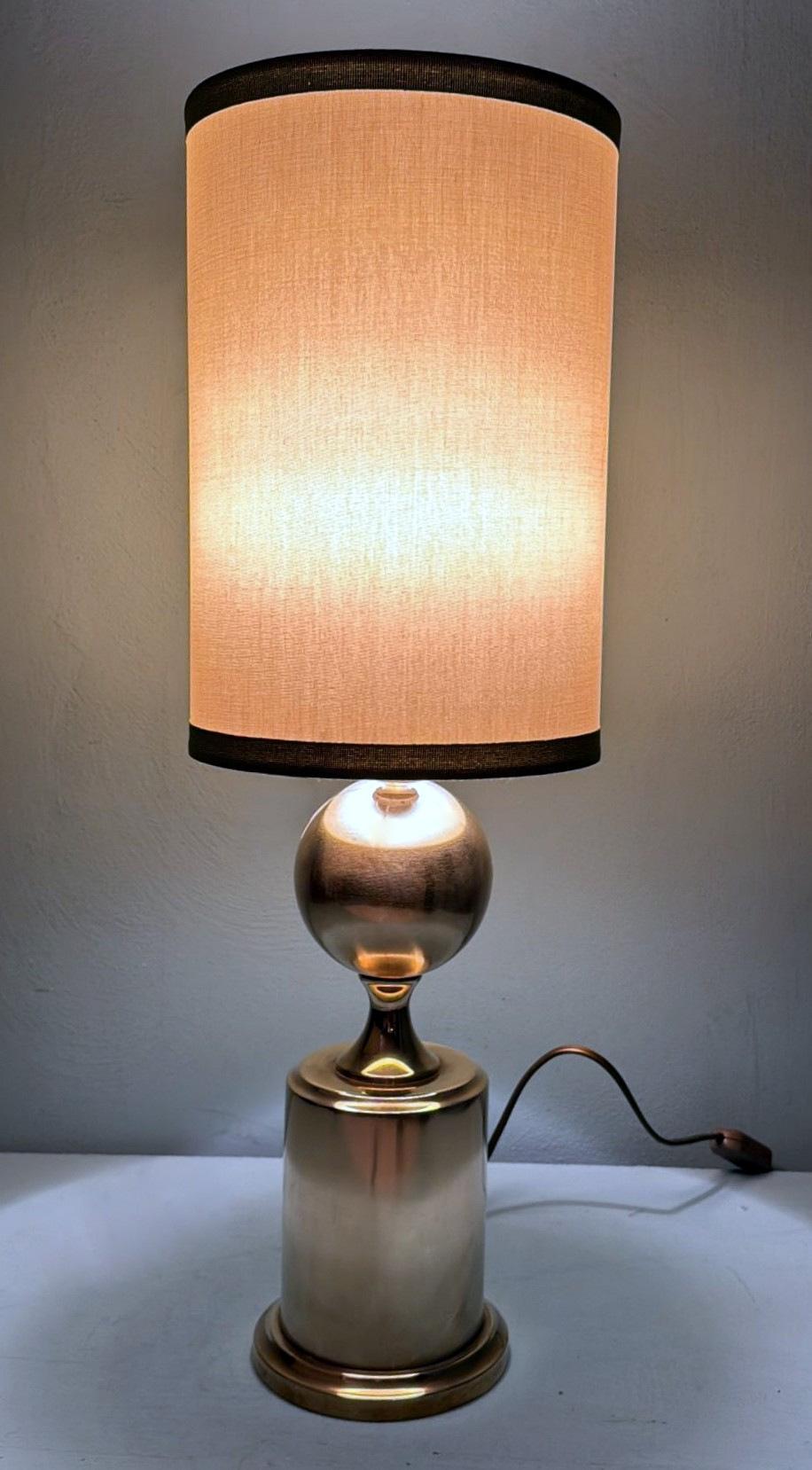 Barbier Style French Space Age Brass Table Lamp (Without Lampshade) For Sale 13