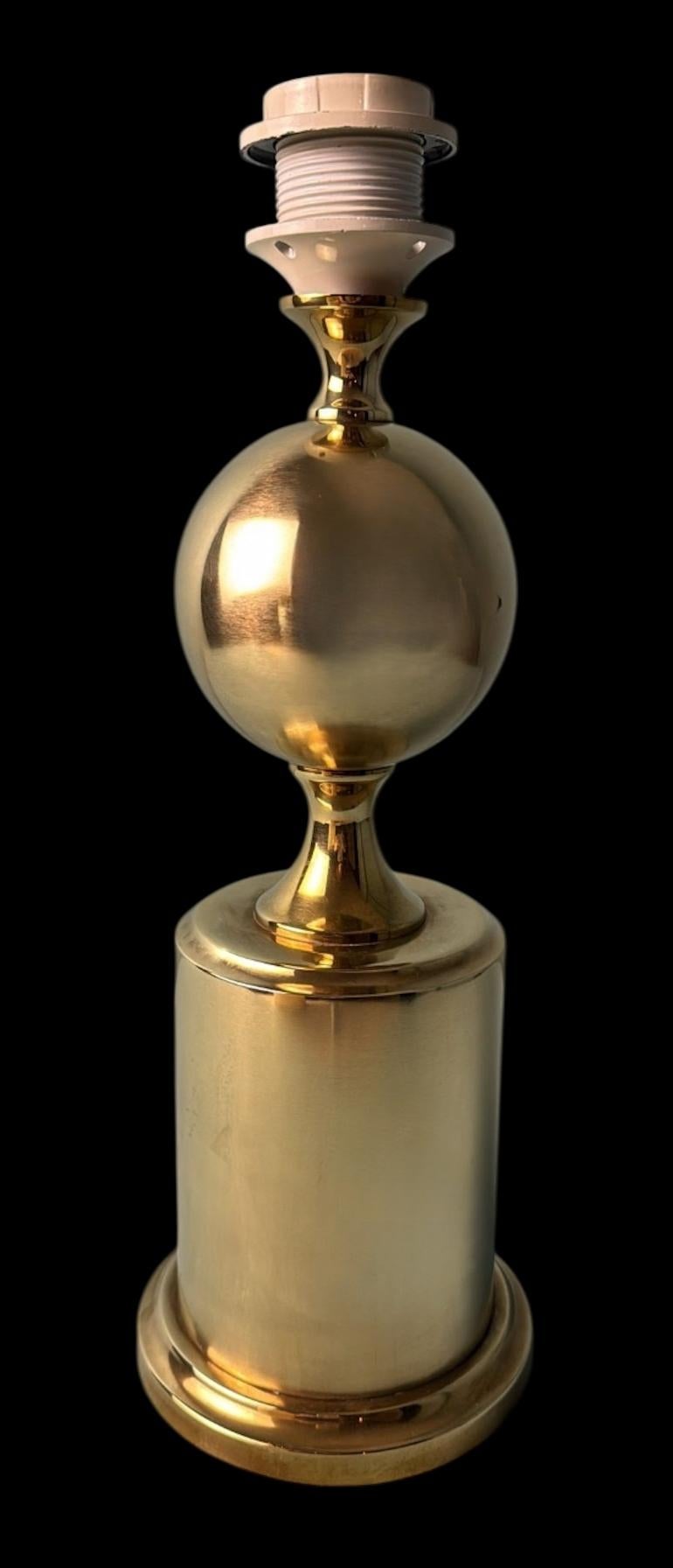 Polished Barbier Style French Space Age Brass Table Lamp (Without Lampshade) For Sale