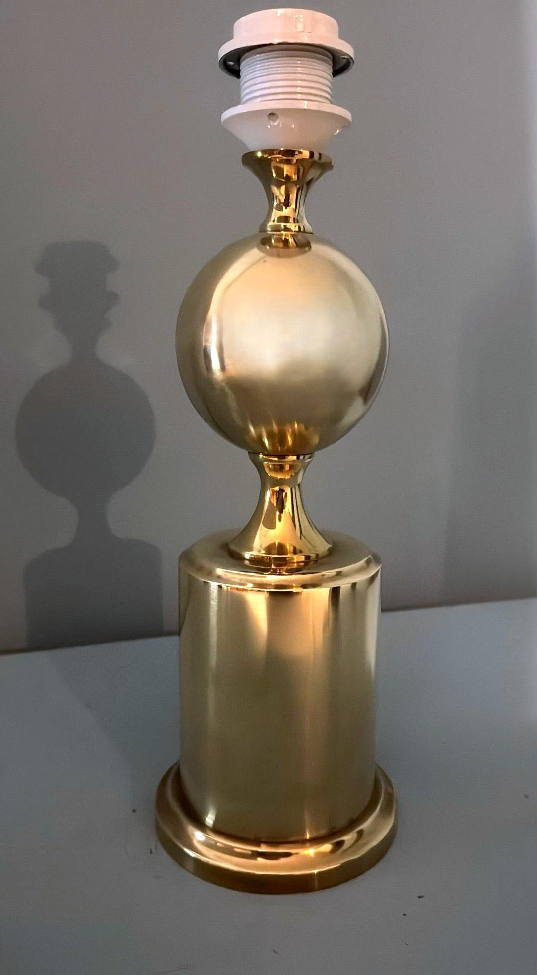 Barbier Style French Space Age Brass Table Lamp (Without Lampshade) In Good Condition For Sale In Prato, Tuscany
