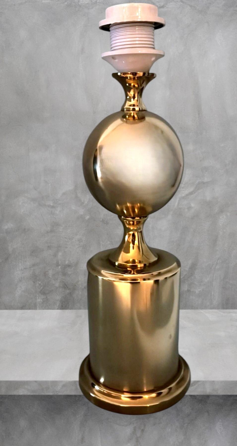 Barbier Style French Space Age Brass Table Lamp (Without Lampshade) For Sale 1