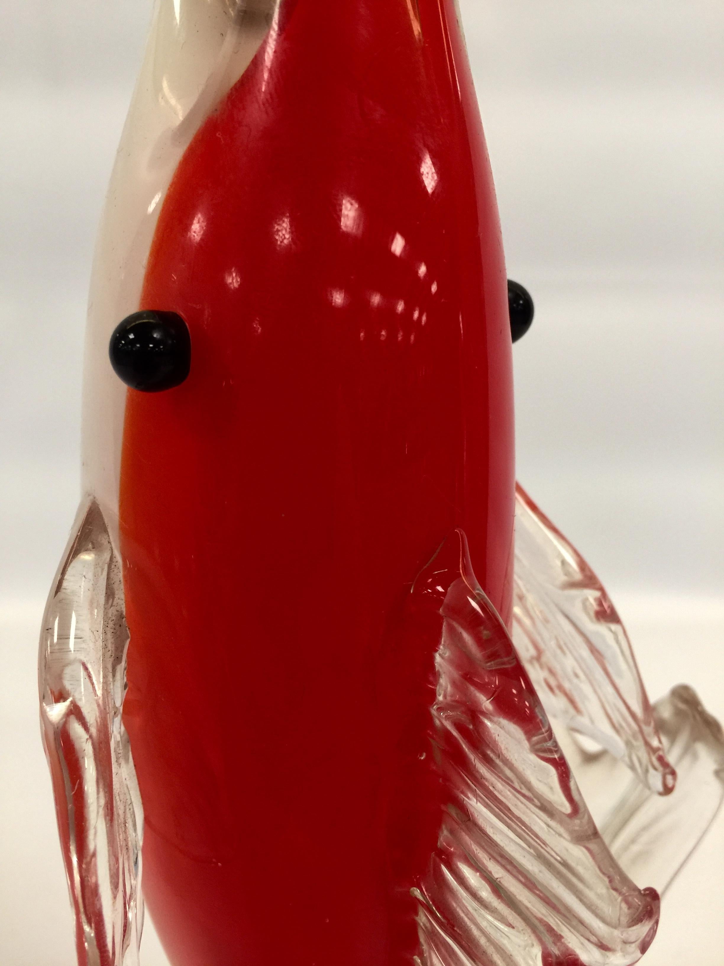 Mid-Century Modern Barbini 1950 Multi-Color Fish in Murano Glass Vase For Sale