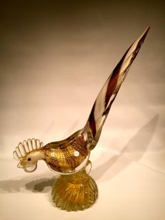 Barbini 1950 Multi-Color Cock in Murano Glass with Gold Leaf