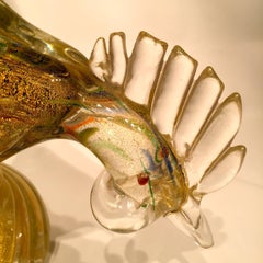 Barbini 1950 Multi-Color Cock in Murano Glass with Gold Leaf