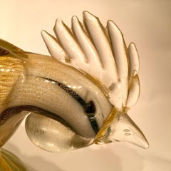 Barbini 1950 Multi-Color Cock in Vetro di Murano con Foglia d'Oro
