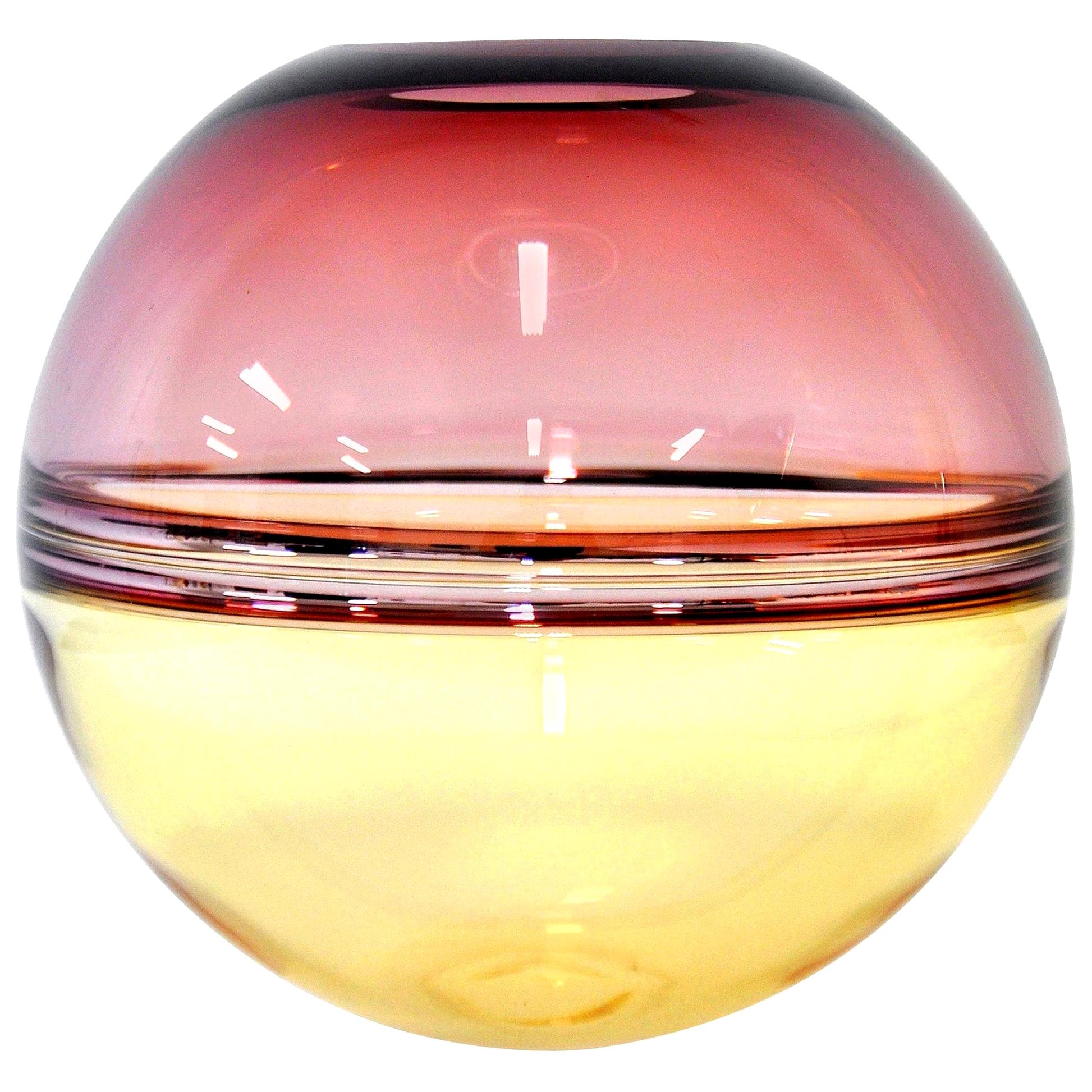 Barbini Amethyst and Amber Murano Glass Incalmo Sphere Vase