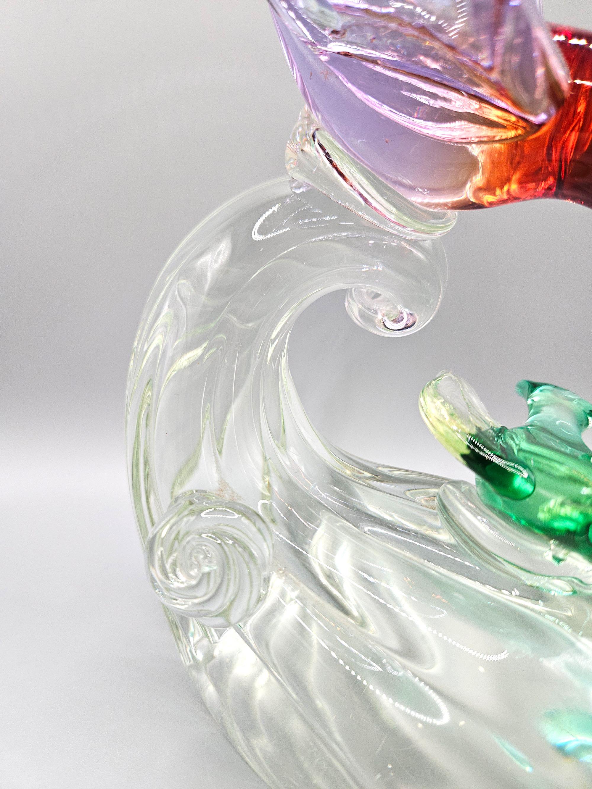 Mouette avec poisson en verre alexandrite et uranium de Murano, Barbini pour Salviati, années 1950 en vente 5