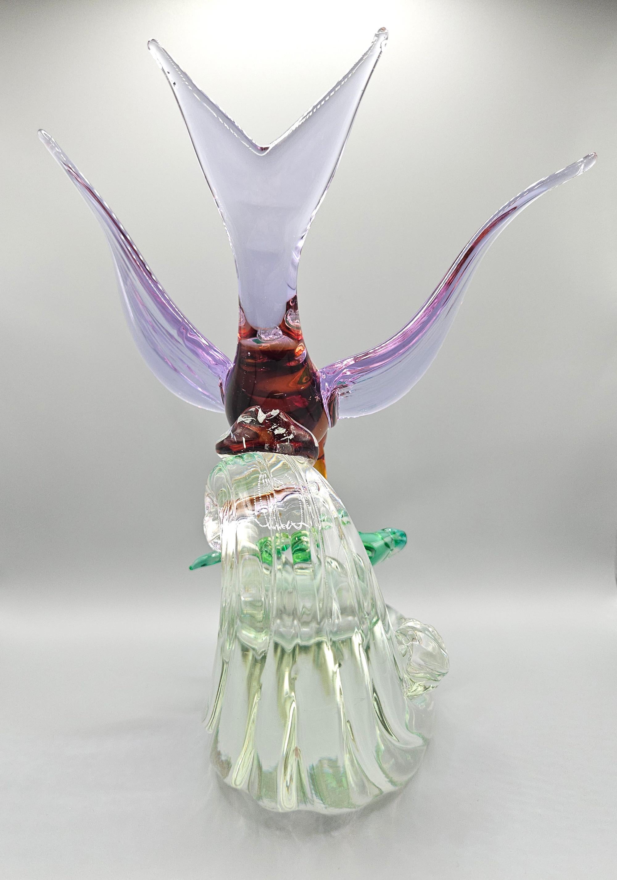 Mouette avec poisson en verre alexandrite et uranium de Murano, Barbini pour Salviati, années 1950 en vente 8
