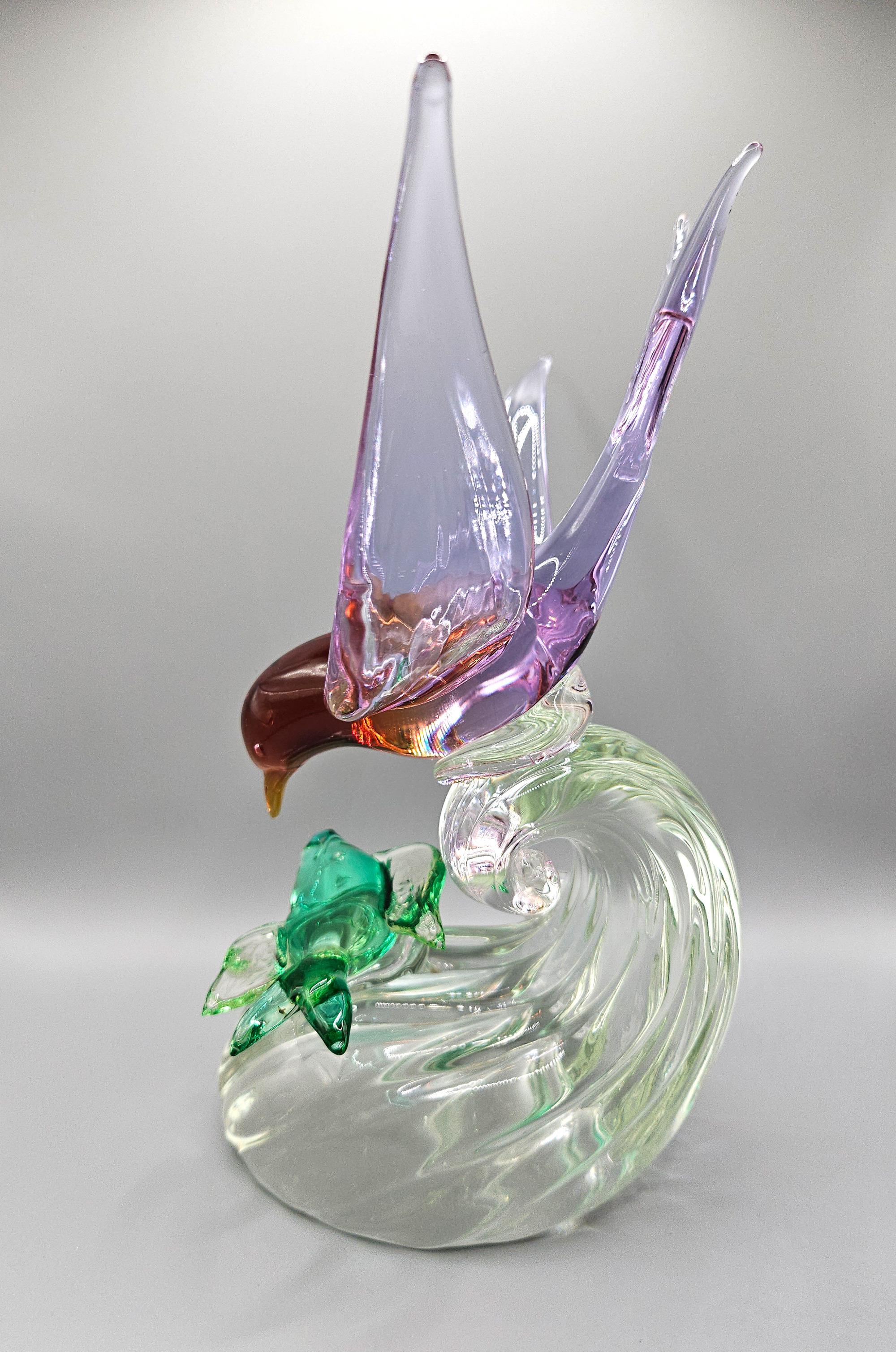 Mouette avec poisson en verre alexandrite et uranium de Murano, Barbini pour Salviati, années 1950 en vente 9