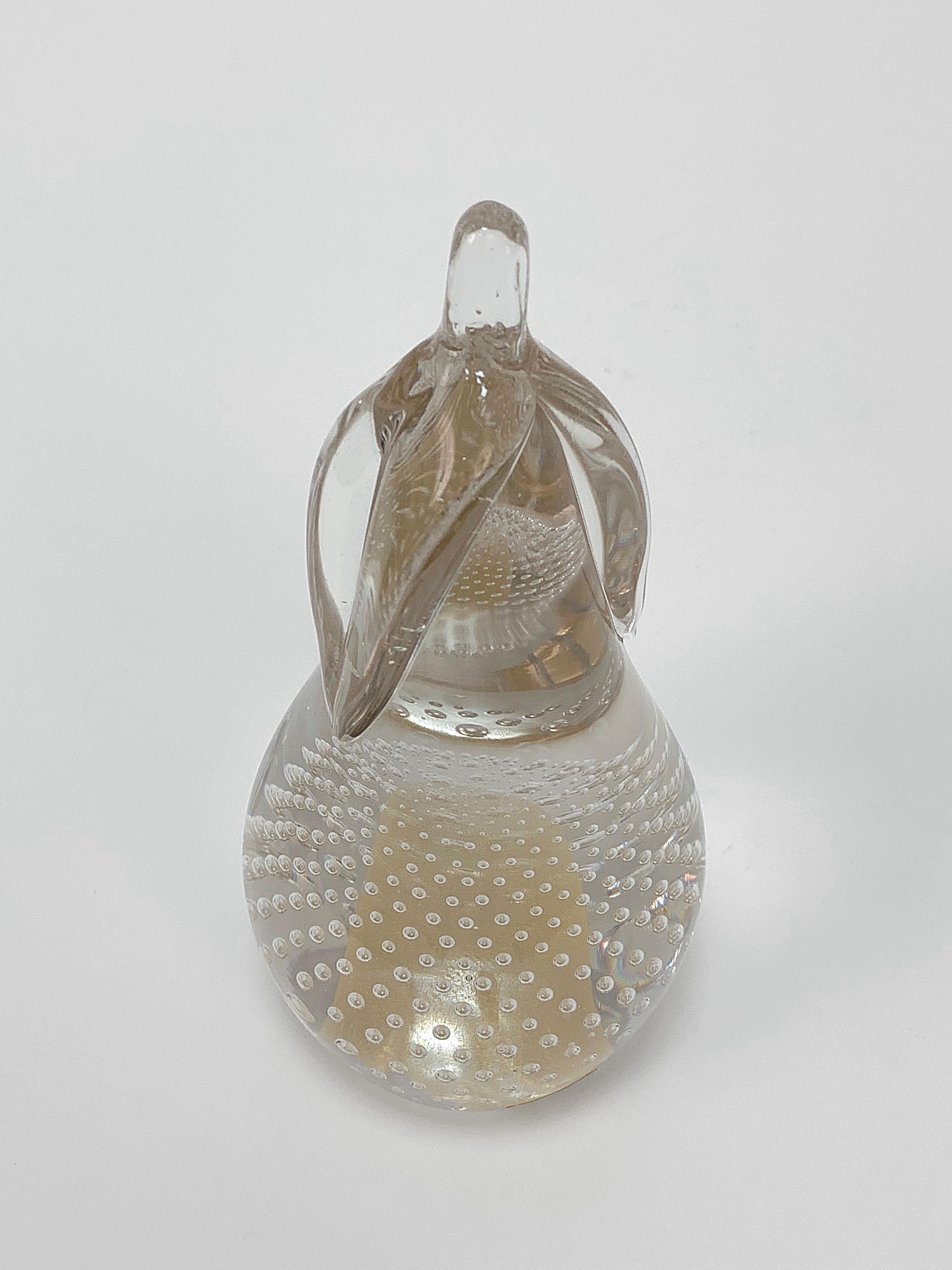 Clear handblown Murano glass with 24-karat gold stains. Checked air bubbles
Gorgeous decorative piece with a solid weight and beautiful clarity.
Signed Vetrarti.