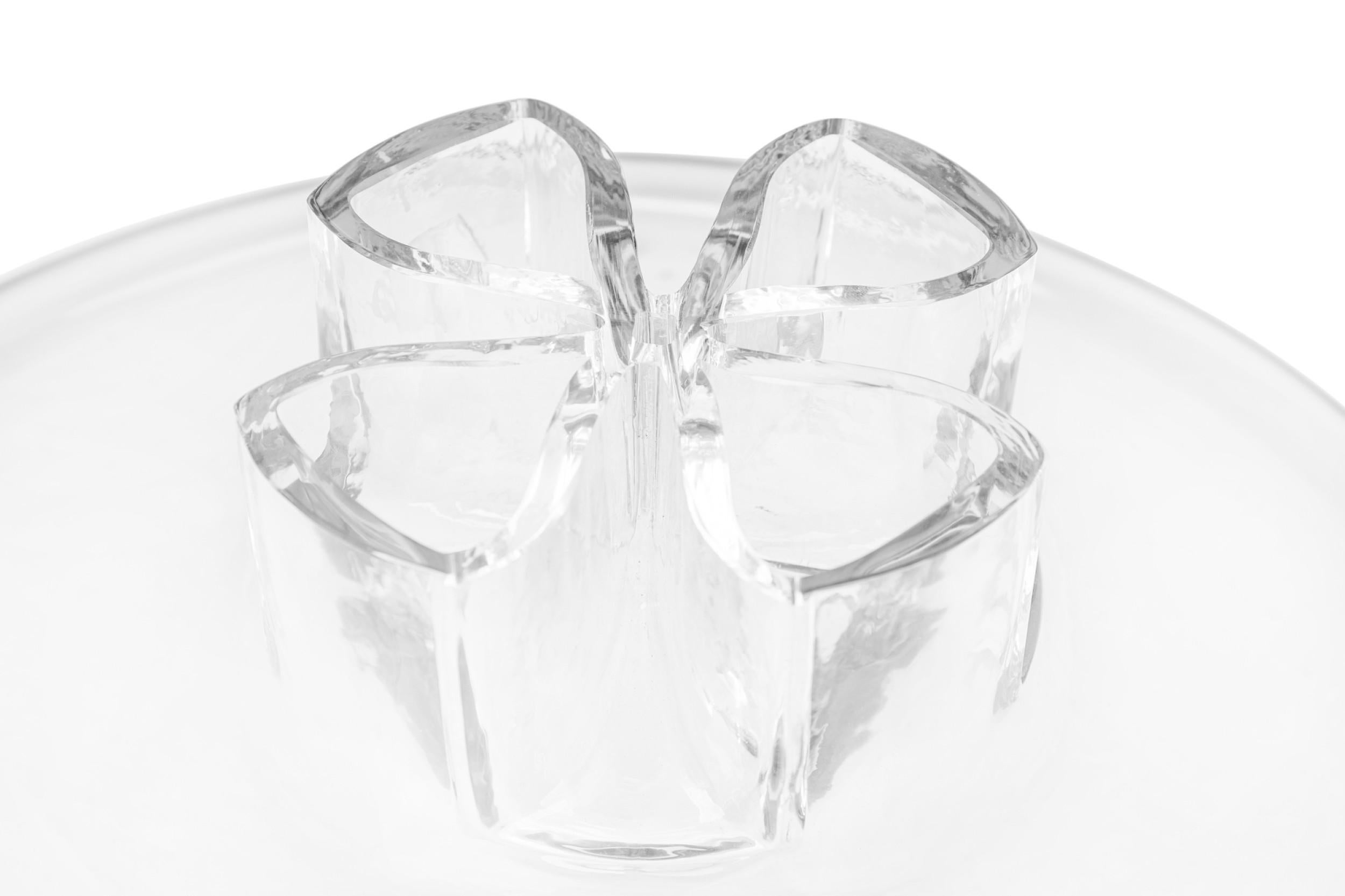 20th Century Barbini Italian Mid-Century Four Leaf Clover Murano Glass Flower Vase For Sale