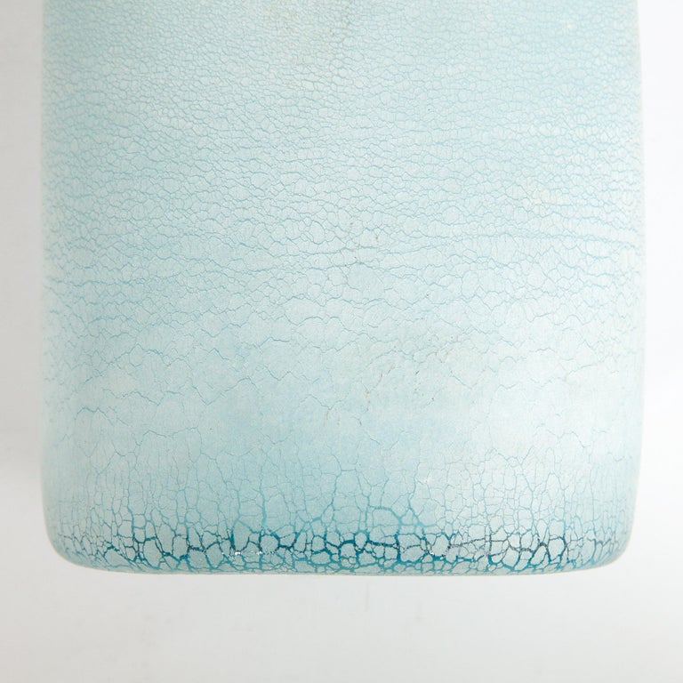 Barbini Midcentury Craqueleur Powder Blue Murano Glass Vase with Organic Detail For Sale 9