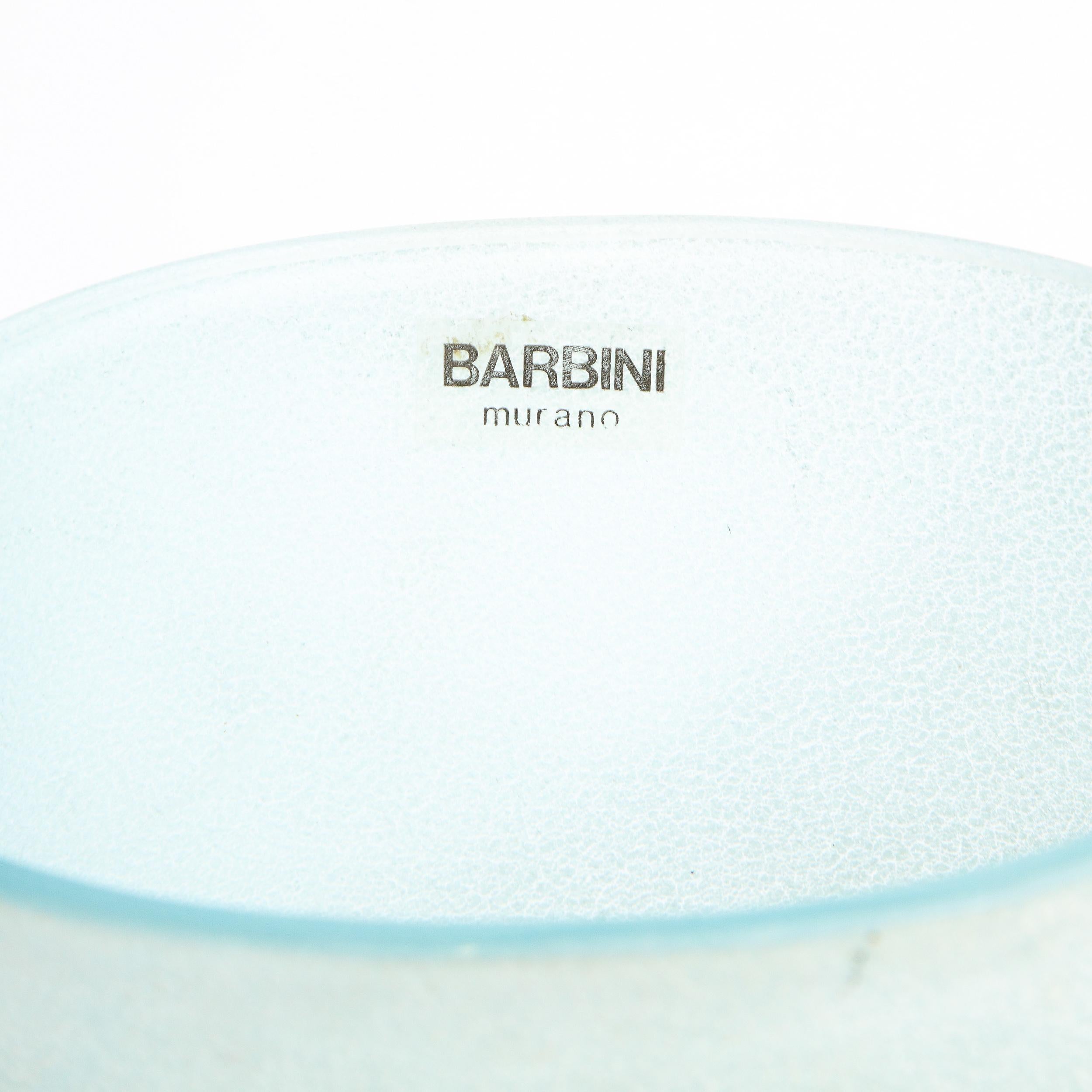 Mid-20th Century Barbini Midcentury Craqueleur Powder Blue Murano Glass Vase with Organic Detail