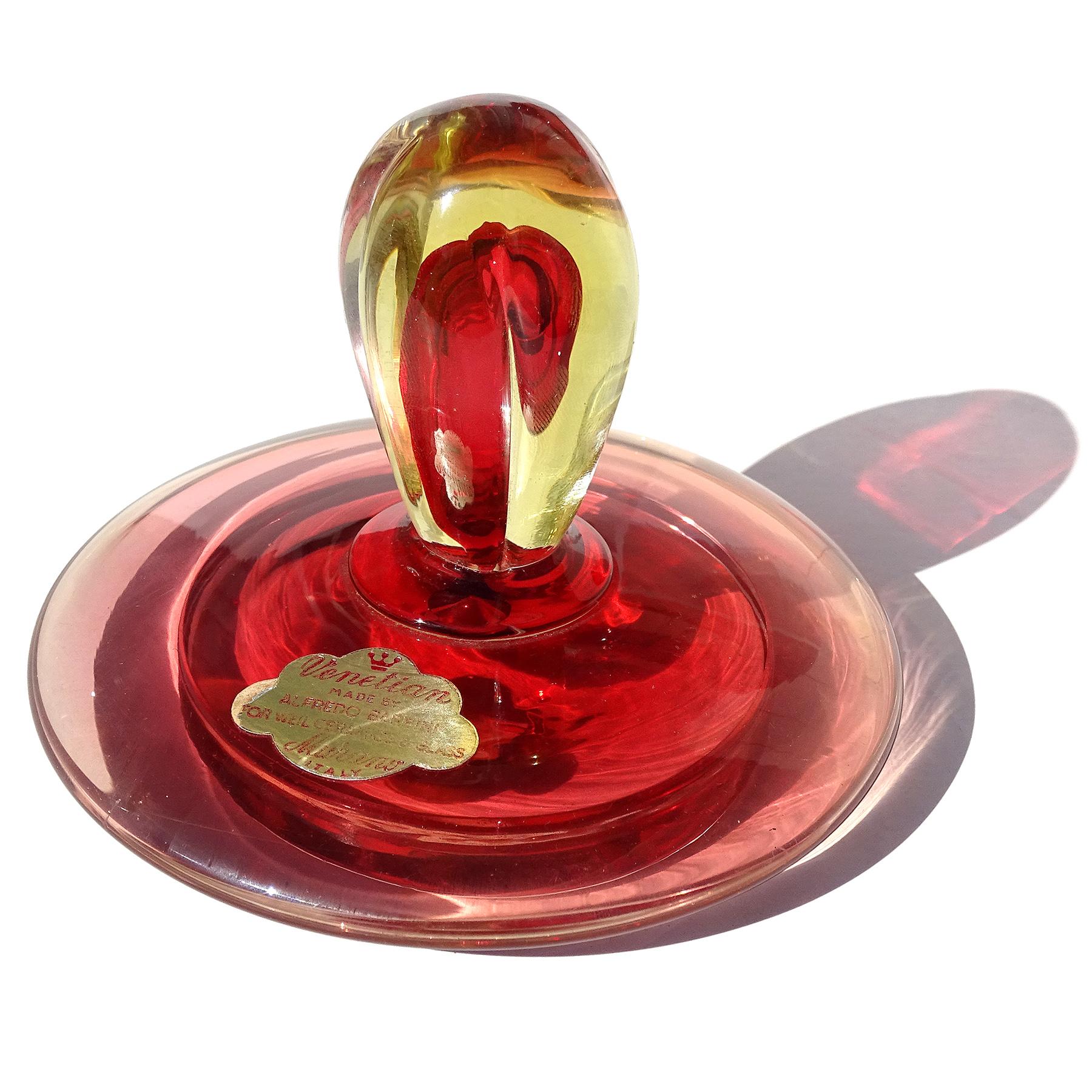 Barbini Murano 1950s Rot Orange Gelb Italienische Kunst Glas Vanity Powder Box (Handgefertigt) im Angebot