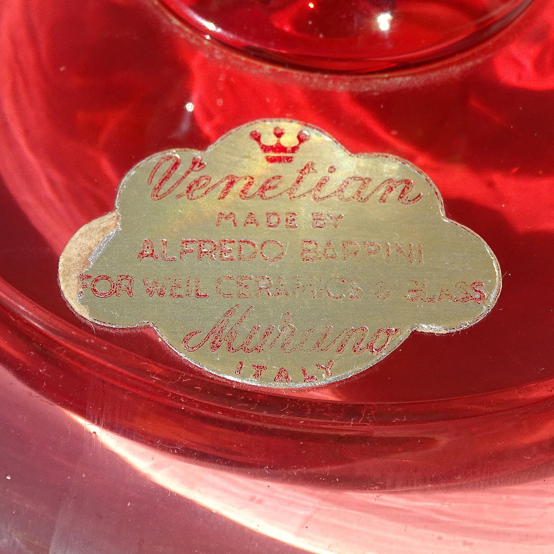 Barbini Murano 1950s Rot Orange Gelb Italienische Kunst Glas Vanity Powder Box im Zustand „Gut“ im Angebot in Kissimmee, FL